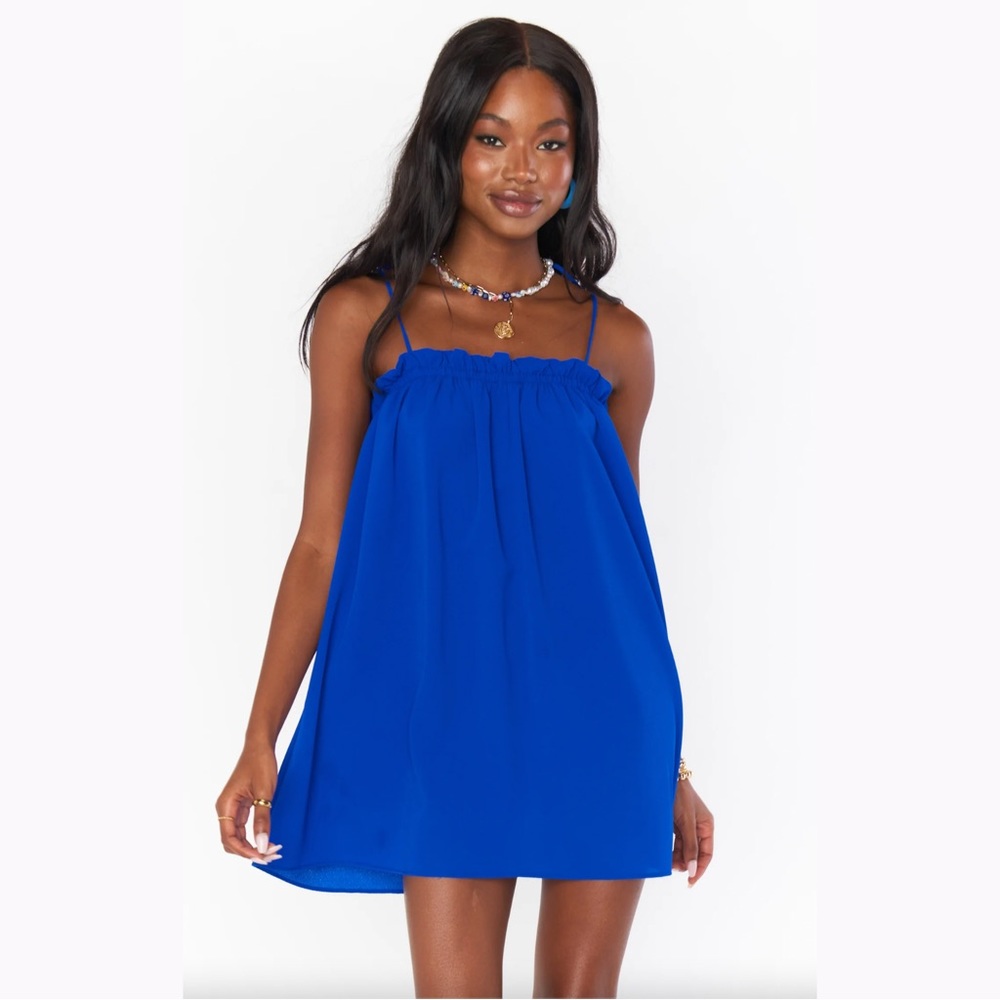 Show Me Your Mumu angel mini dress in bright blue - size small